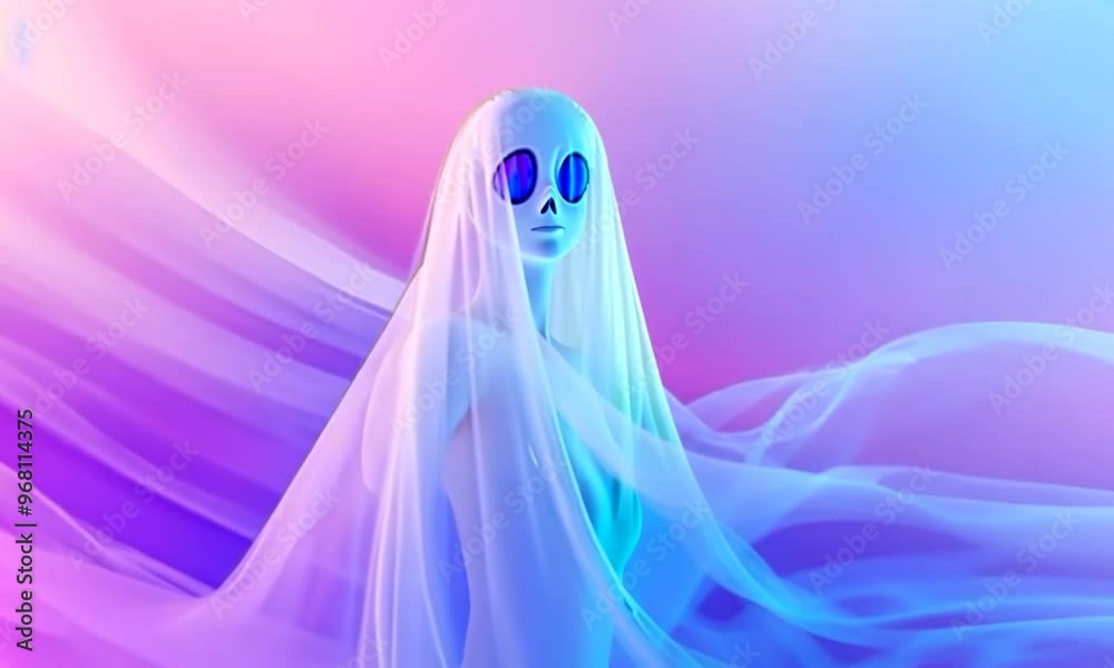 Ghostly Figure in Neon Lights Ghostly Figure in Neon Lights