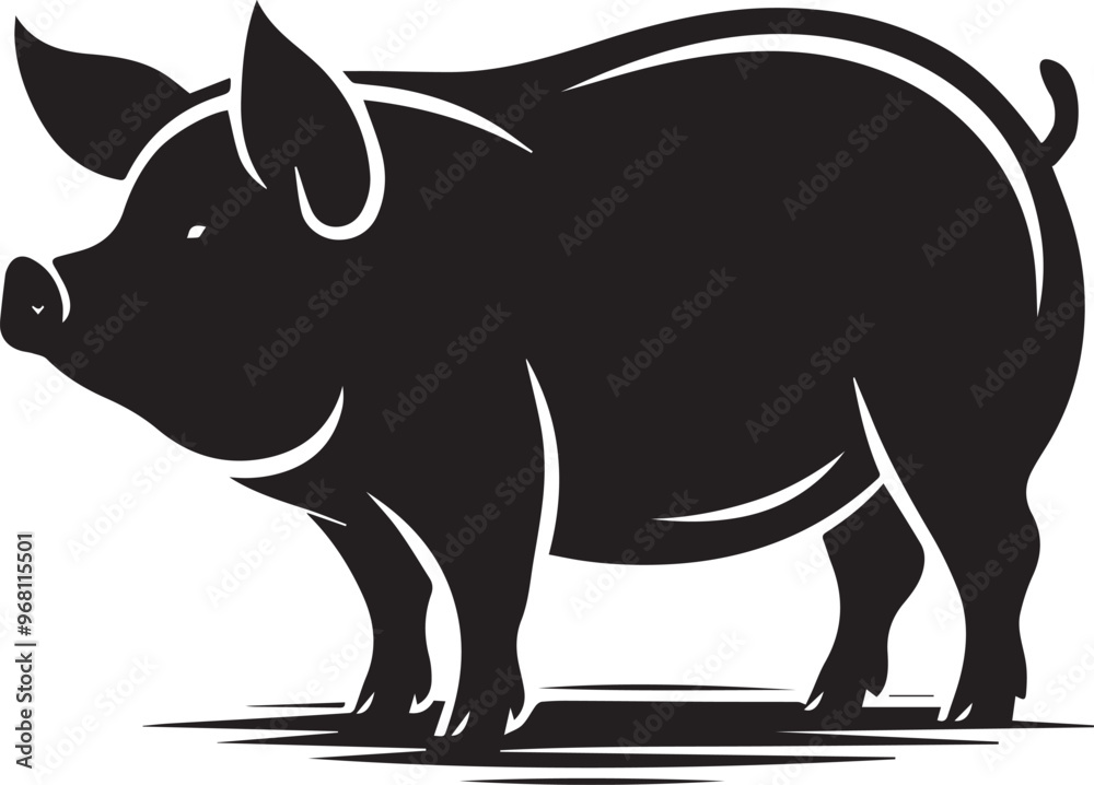 Fototapeta premium Pig silhouette art and illustration on transparent background 