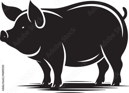 Pig silhouette art and illustration on transparent background 