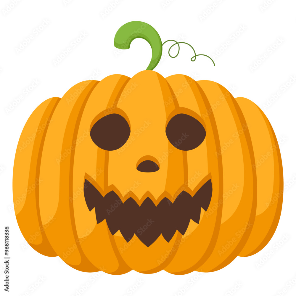Spooky Halloween pumpkin with angry face expression. Vector illustration of cartoon character. Hand drawn colorful autumn pumpkin isolated on white background. Spooky Halloween pumpkin with angry face expression. Vector illustration of cartoon character. Hand drawn colorful autumn pumpkin isolated on white background.