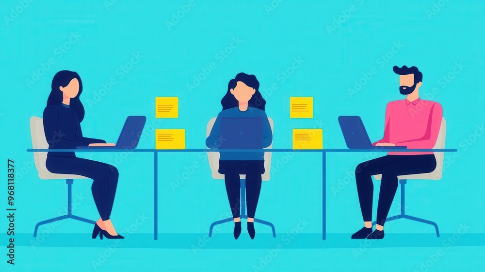 Business Team Meeting Illustration Flat Design Business Team Meeting Illustration Flat Design