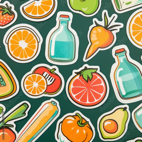 A sticker sheet inspired by fitness and wellness