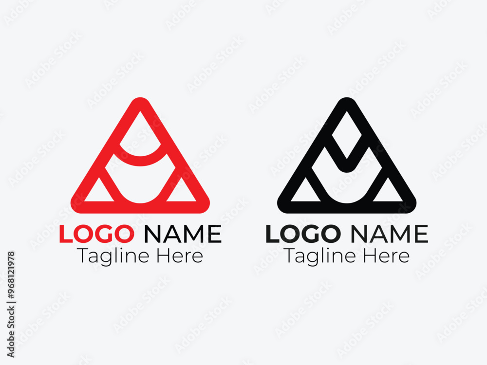 Red and black triangle line shape logo design. Red and black triangle line shape logo design.