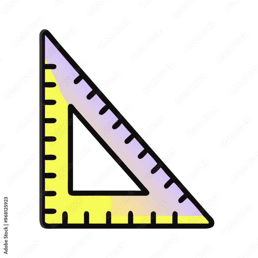 Colorful Triangle Ruler Icon in Flat Design Style for Geometry and Measurement Colorful Triangle Ruler Icon in Flat Design Style for Geometry and Measurement