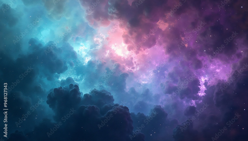 Fototapeta premium celestial nebula with vibrant abstract light and textures