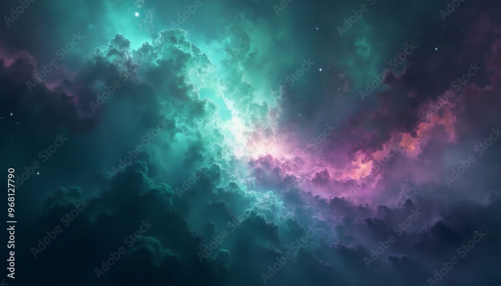 Fototapeta premium dynamic space nebula with abstract prismatic colors and textures