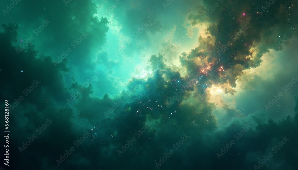 Fototapeta premium Prismatic nebula with flashes of vibrant color