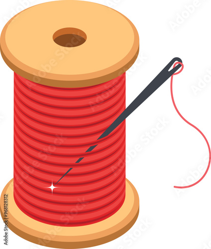 Spool of Red Thread with Needle