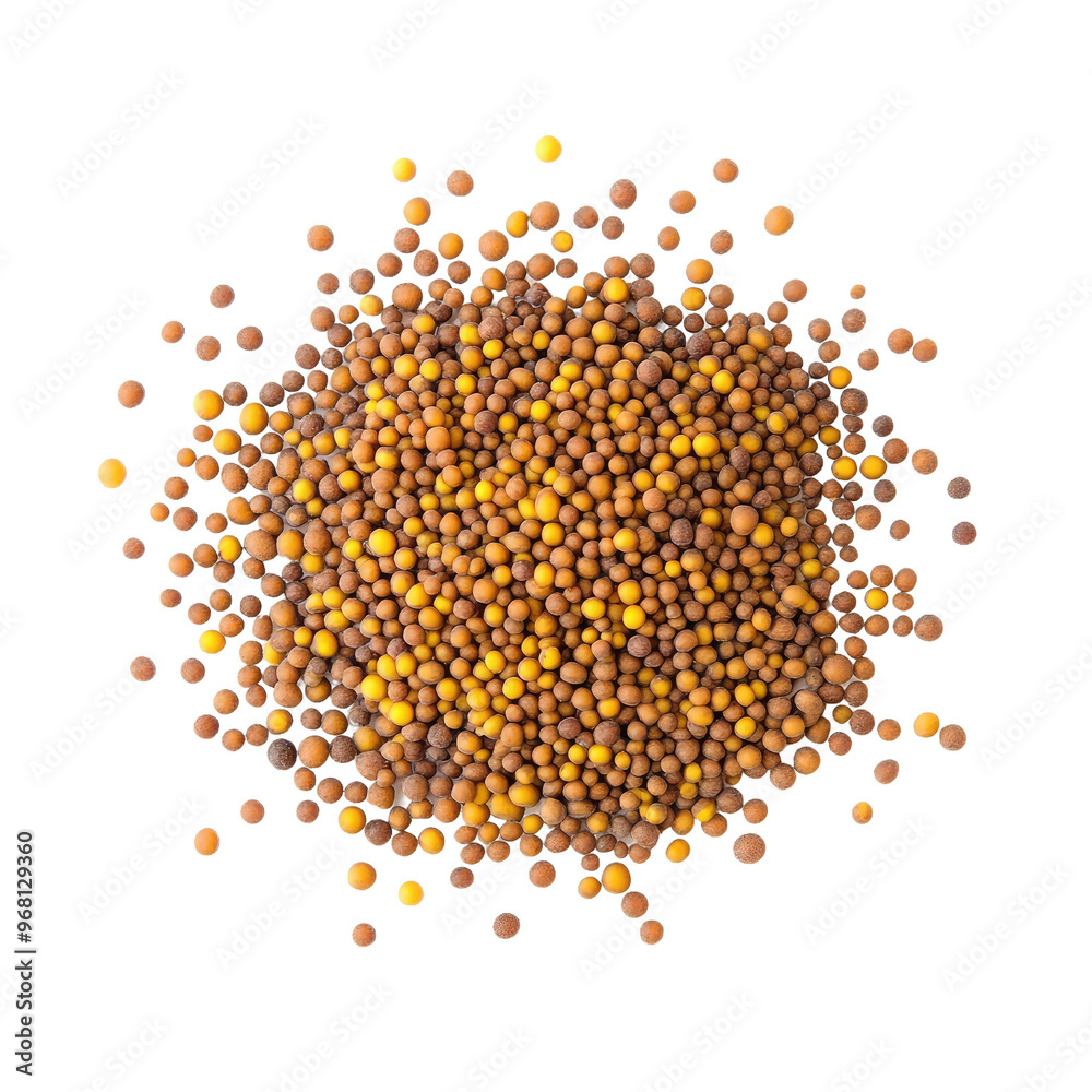 Close-up shot of a pile of mustard seeds. Close-up shot of a pile of mustard seeds.