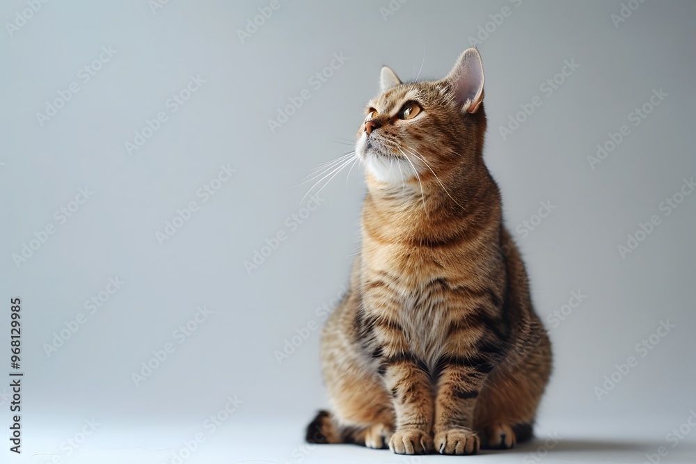 Majestic Tabby Cat Posing Gracefully Against a Soft Background Majestic Tabby Cat Posing Gracefully Against a Soft Background