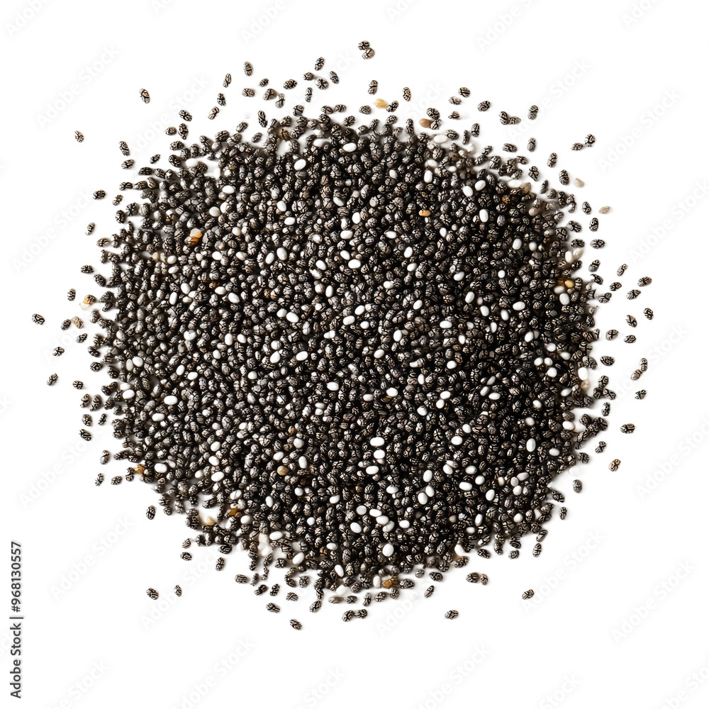 Close-up of a pile of black chia seeds. Close-up of a pile of black chia seeds.