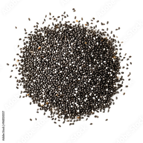Close-up of a pile of black chia seeds.