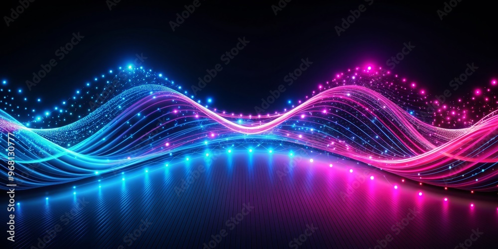 Abstract Neon Wave with Glowing Lights, Neon, Wave, Abstract Abstract Neon Wave with Glowing Lights, Neon, Wave, Abstract