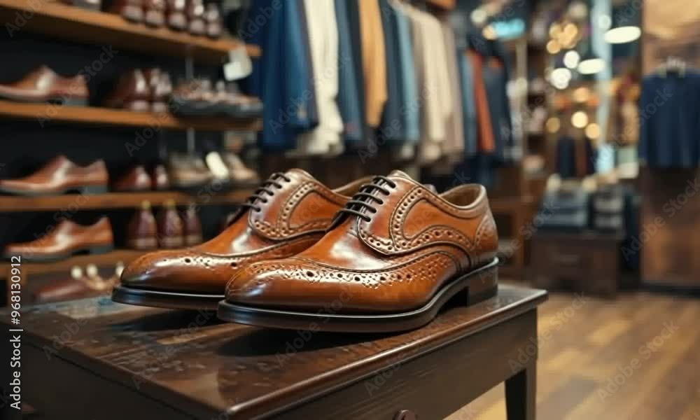 Brown Leather Oxfords in a Shoe Store Brown Leather Oxfords in a Shoe Store