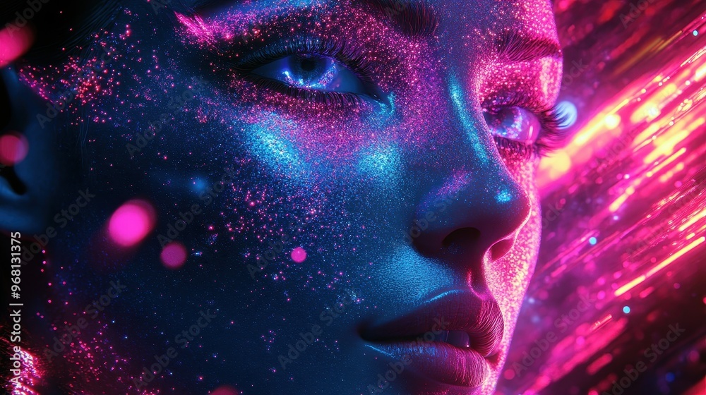 Neon Portrait of a Woman's Face Neon Portrait of a Woman's Face