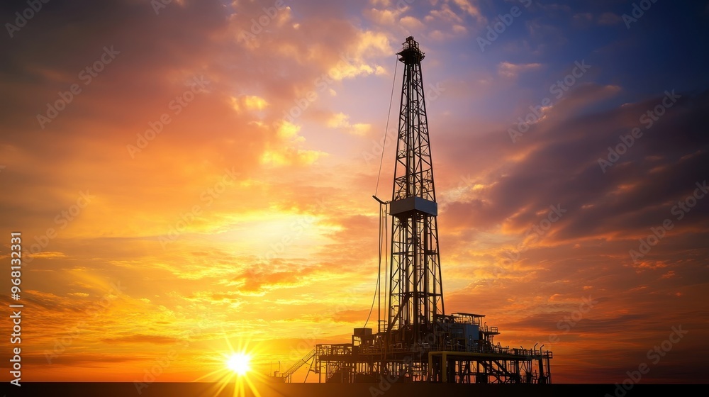 Oil Rig Silhouette at Sunset Oil Rig Silhouette at Sunset