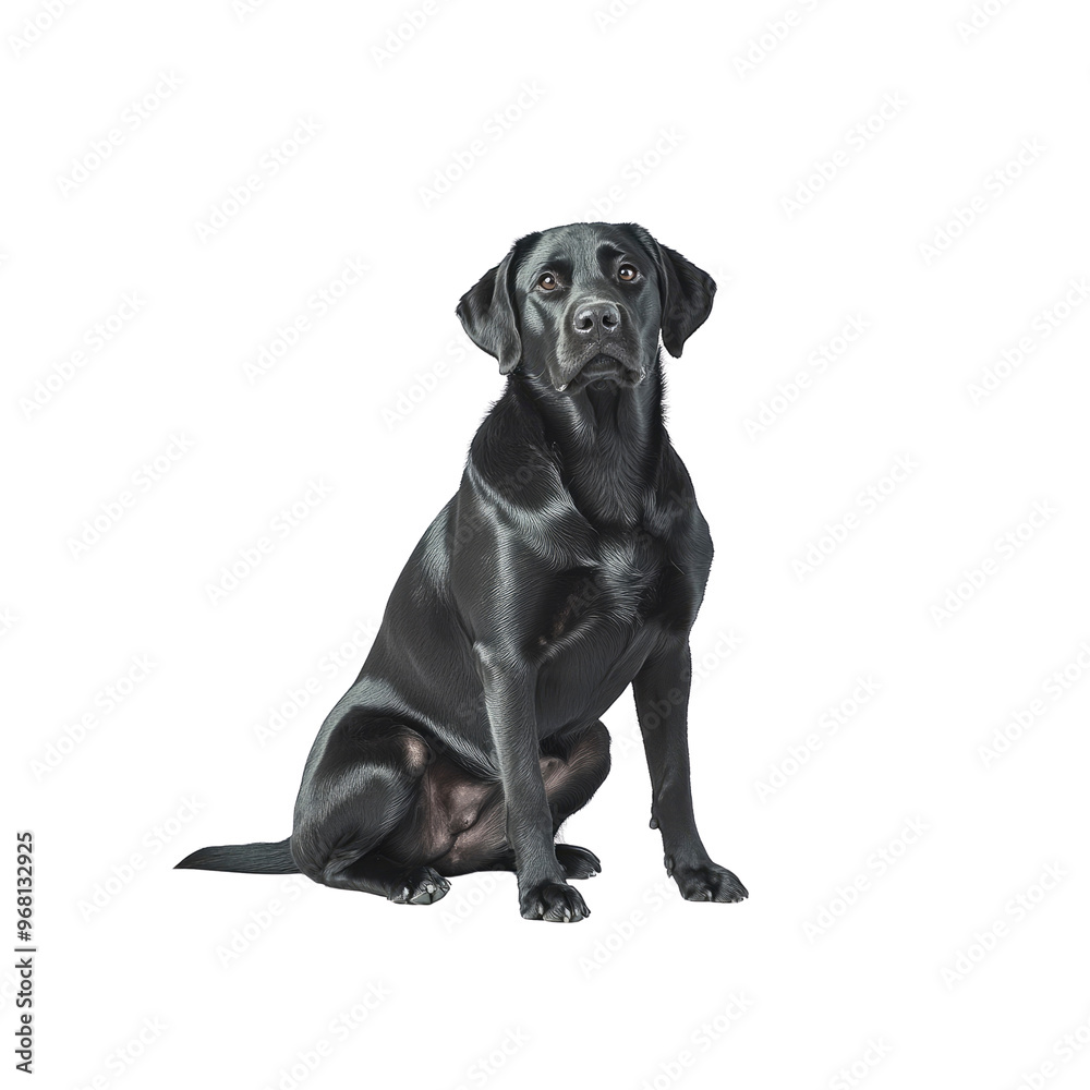 Black Labrador Retriever Sitting and Looking Up Black Labrador Retriever Sitting and Looking Up