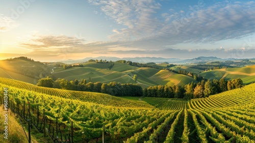 Vineyard Landscape at Sunrise