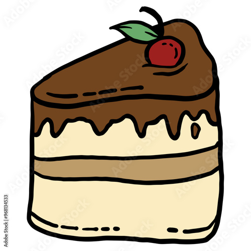 Choco cake hand drawn design