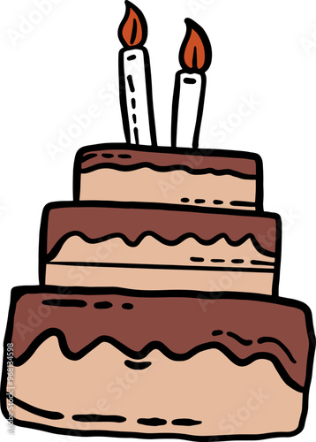 choco cake hand drawn design
