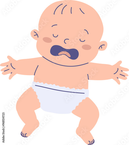 Cute Little Baby Sleeping  Wearing Diaper