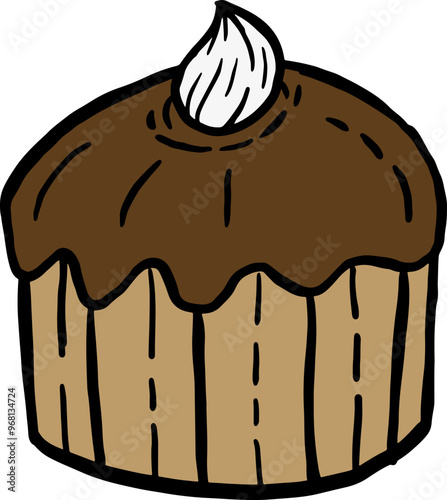 choco cake hand drawn design