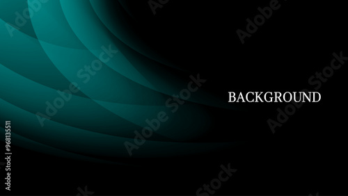 Black abstract background with teal green gradient mesh. Futuristic design	