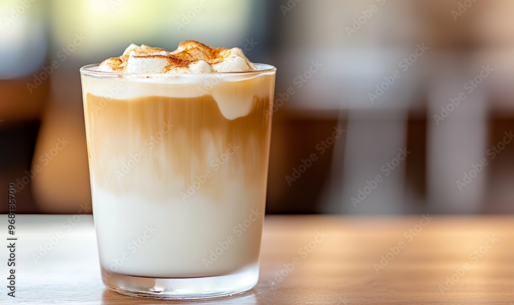 Iced Coffee Drink With Layered Milk and Espresso Served in a Clear Glass With Ice Iced Coffee Drink With Layered Milk and Espresso Served in a Clear Glass With Ice