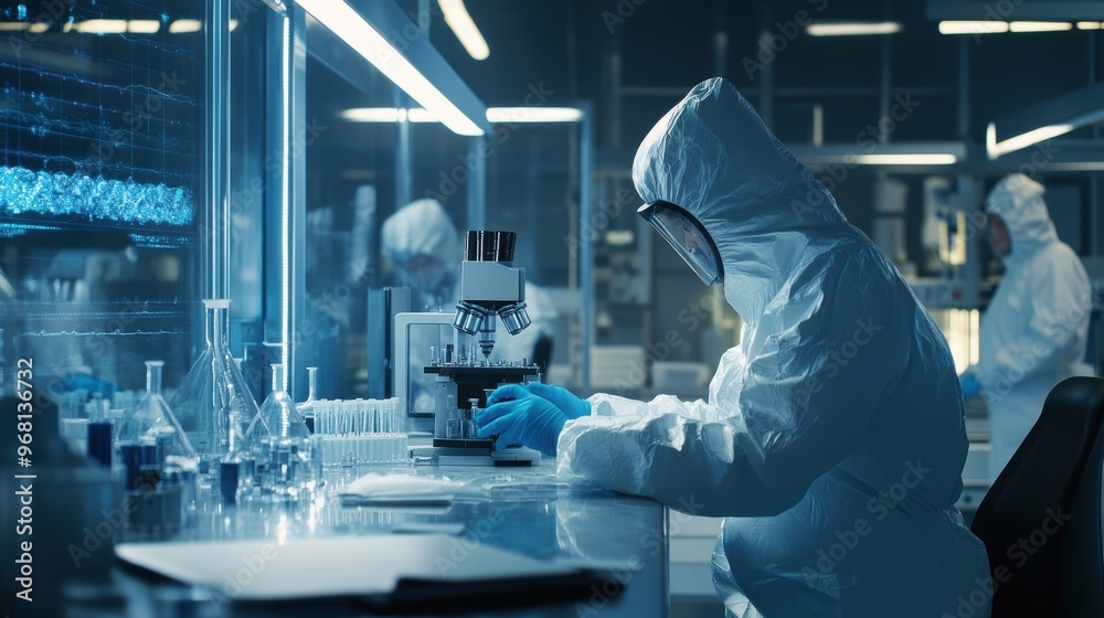 Scientist Examining Samples in a Modern Laboratory Scientist Examining Samples in a Modern Laboratory