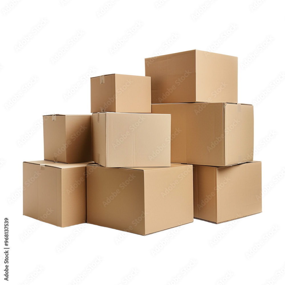 Boxes Stack for Delivery on Transparent Background - Ai Generated