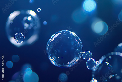 Wallpaper Mural Large, round air bubbles on a dark blue background with bokeh Torontodigital.ca