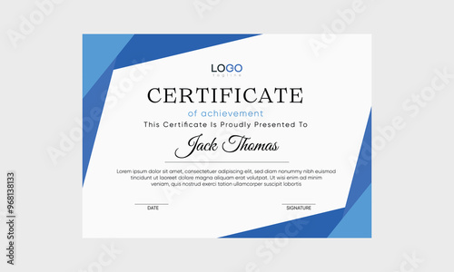 modern certificate award template vector. incredible Certificate vector
