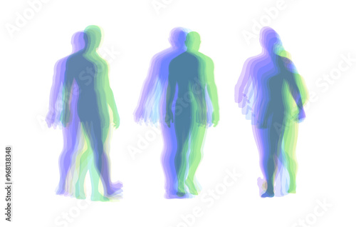 Transparent overlapping colors silhouettes. Walking man. Animation frames. Vector illustration for print, web site, poster, placard or wallpaper.