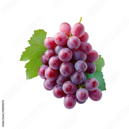 Fresh Red Grapes with Green Leaves photo