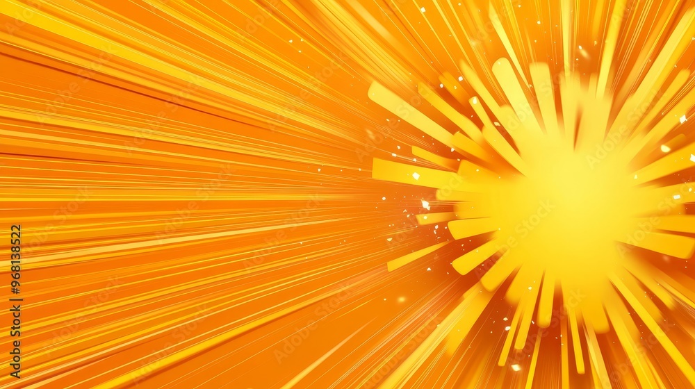 Obraz premium An abstract background with orange and yellow lines exploding outwards from a central point, symbolizing energy, excitement, speed, power, and positivity.