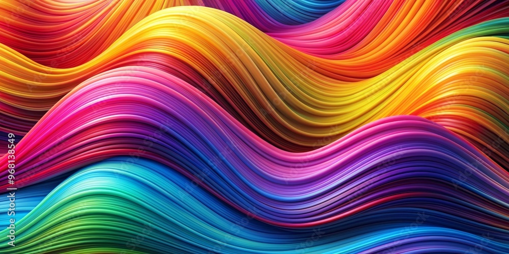 Abstract Rainbow Wave Pattern, 3D Rendered, Colorful, Curved Lines, Abstract Background, digital art, graphic design Abstract Rainbow Wave Pattern, 3D Rendered, Colorful, Curved Lines, Abstract Background, digital art, graphic design
