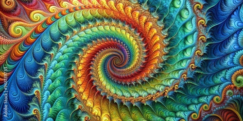 Fractal Spirals A Symphony of Color and Form, Fractal Art, Digital Art, Psychedelic Art