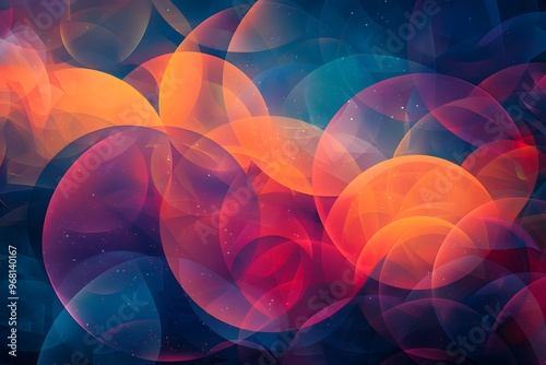 Vibrant Abstract Composition of Overlapping Circles in Warm and Cool Tones photo