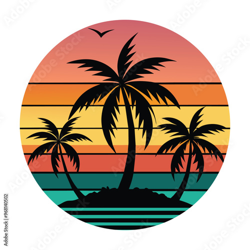 Vector illustration of summer holiday tropical beach scene graphic