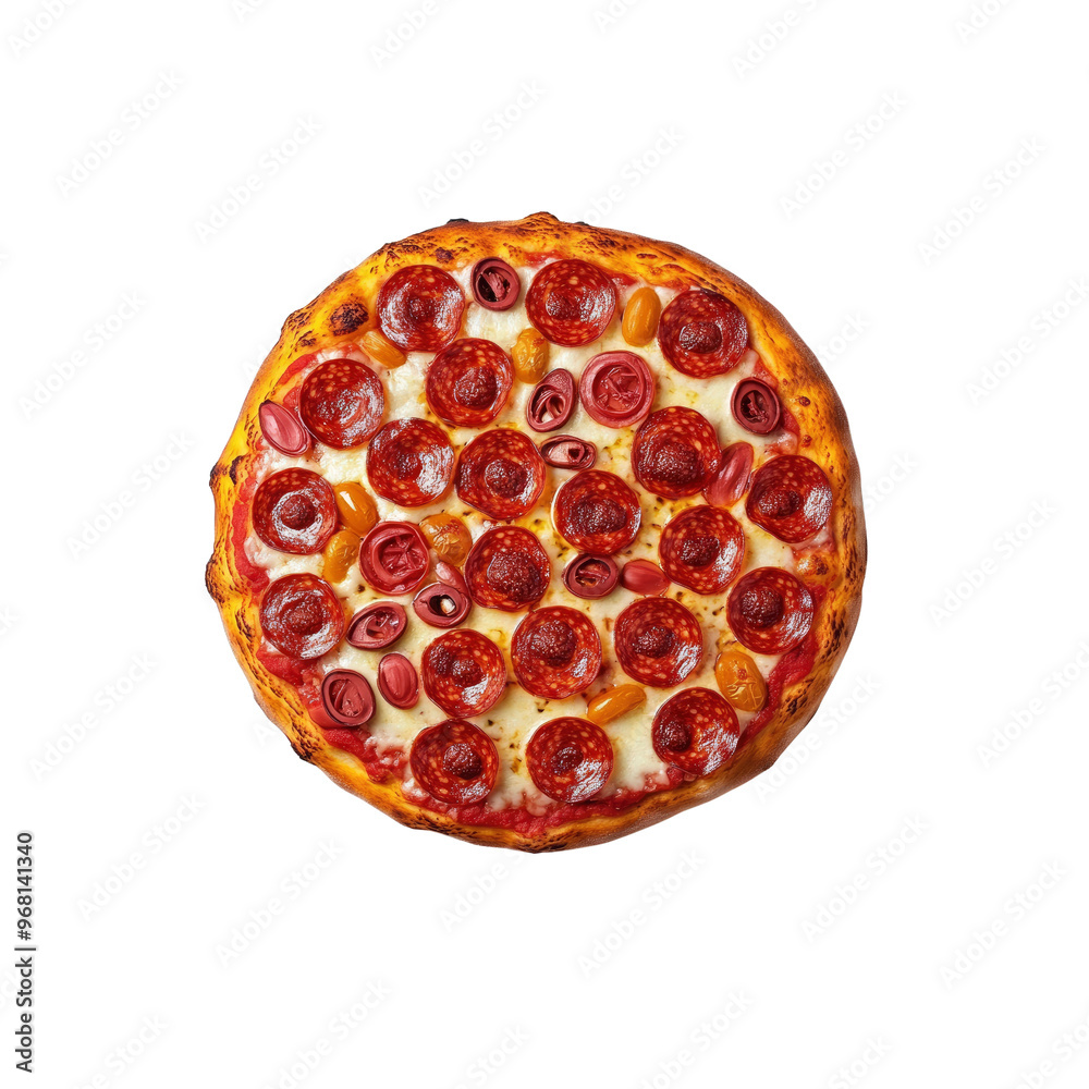 Delicious Pepperoni Pizza with Cherry Tomatoes and Olives Delicious Pepperoni Pizza with Cherry Tomatoes and Olives