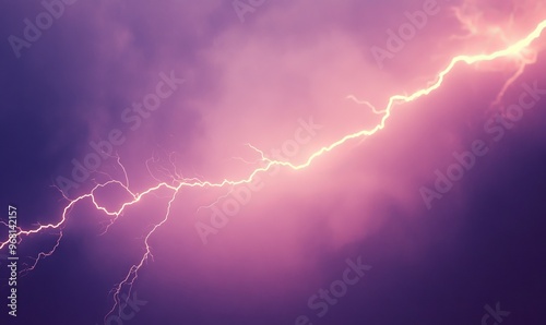 Vibrant Lightning Strikes Illuminate a Stormy Sky During a Summer Thunderstorm at Dusk