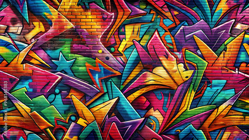 Seamless graffiti texture with urban patterns in bold colors and harsh lighting Seamless graffiti texture with urban patterns in bold colors and harsh lighting