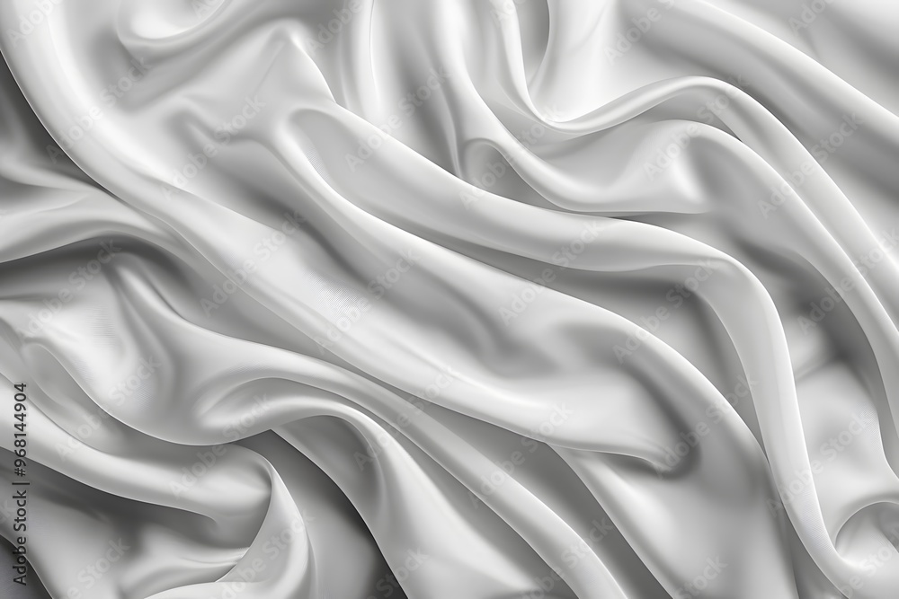 Fototapeta premium Elegant White Satin Fabric with Soft, Flowing Drapes