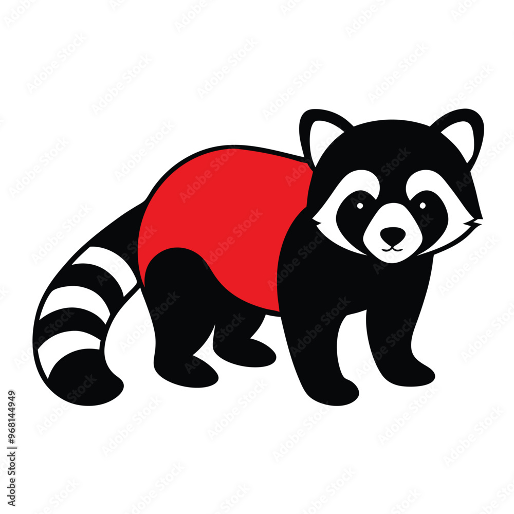 a red and black panda silhouette vector illustration, vector silhouette, 