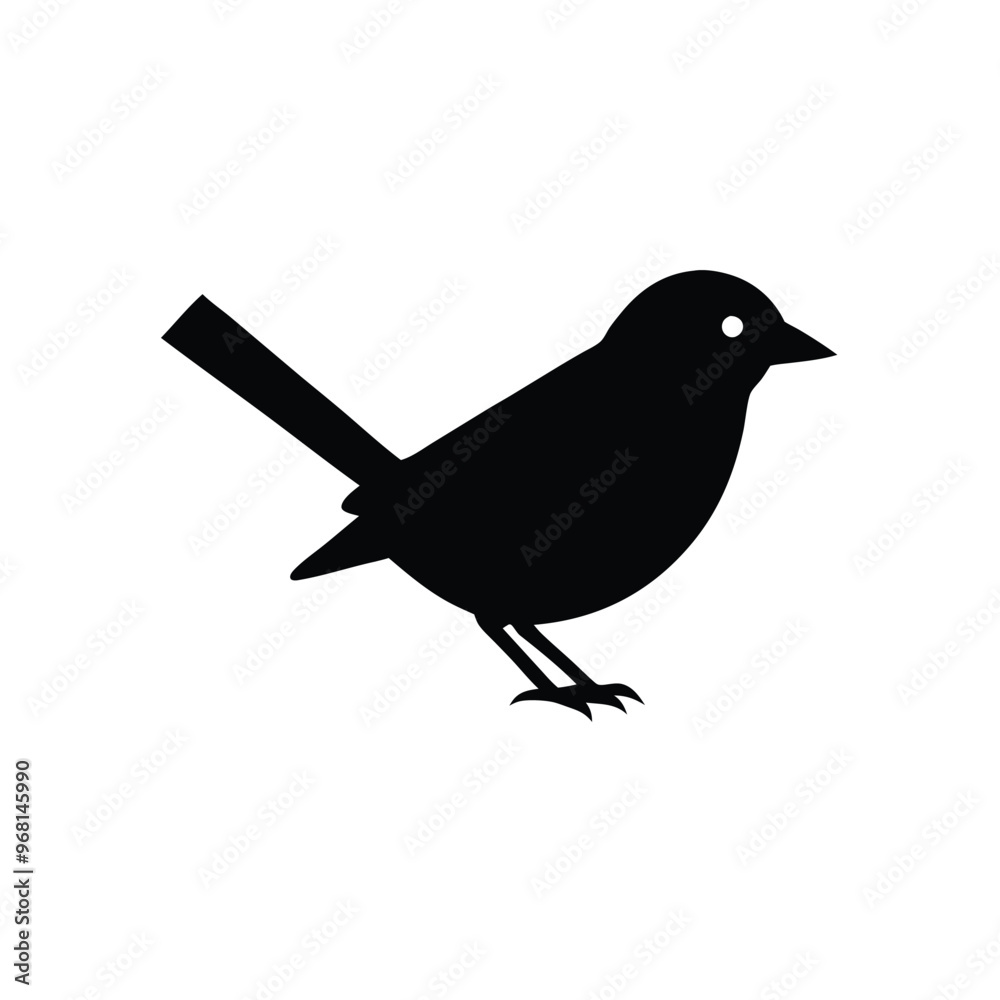 Obraz premium a Small sparrow silhouette vector illustration, vector silhouette, isolated white background,