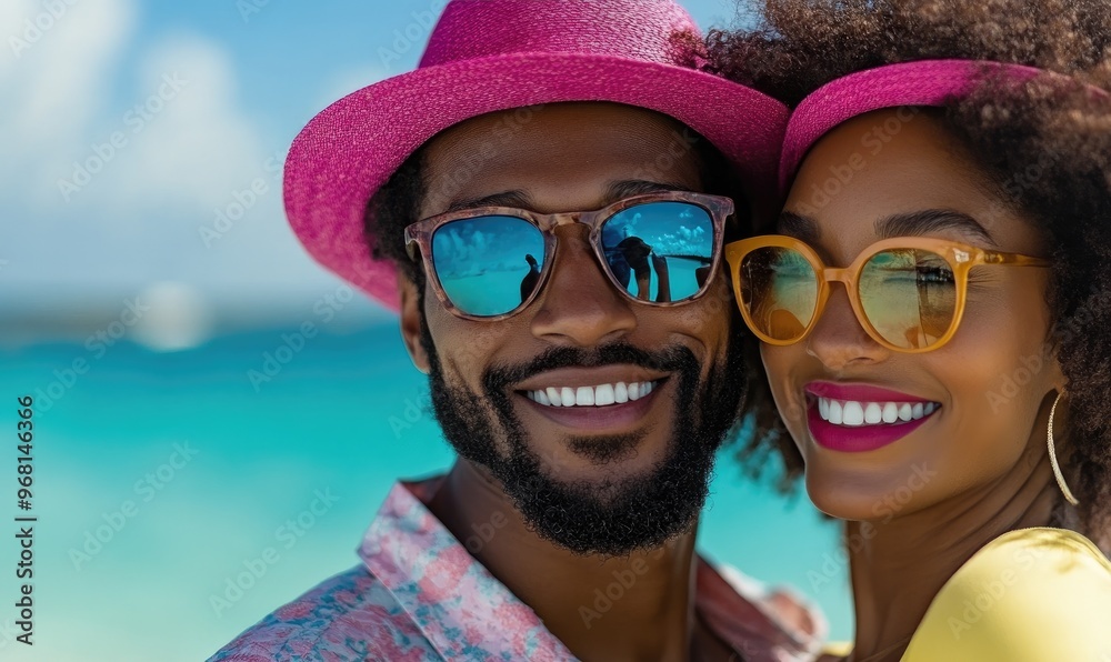 Happy Couple Taking Selfies on the Beach: Beautiful Top Model Vibes and Joyful Moments Happy Couple Taking Selfies on the Beach: Beautiful Top Model Vibes and Joyful Moments