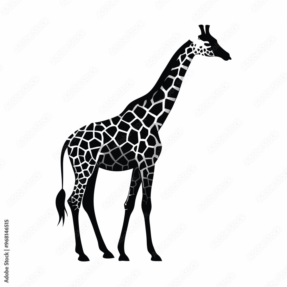 Fototapeta premium animal silhouette, giraffe, vector silhouette, isolated white background,