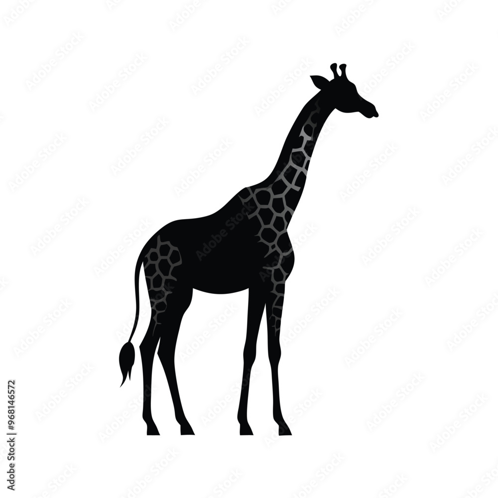 Fototapeta premium animal silhouette, giraffe, vector silhouette, isolated white background, 