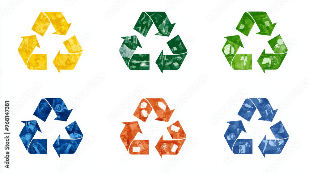 This set of images shows different ways to display the recycling symbol. They are designed for use in digital projects. This set of images shows different ways to display the recycling symbol. They are designed for use in digital projects.