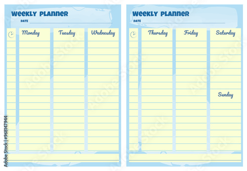 Weekly Planner. Simple printable to do list. Realistic vector planner illustration.